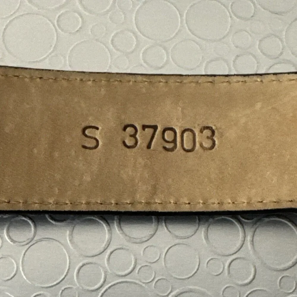 Vintage Brighton Museum Collection Golden Coins Leather Belt Black Croc S 37903